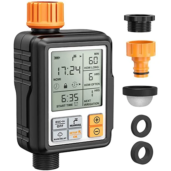 Programmable Water Timer,3" Large Screen/IP65 Waterproof/Auto&Manual Mode/Rain Delay/Faucet Digital Watering Timer