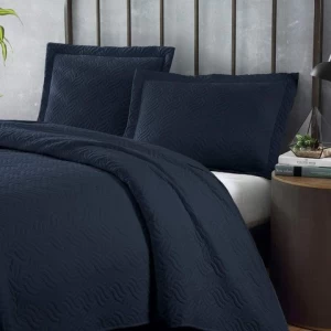 Quilt Queen Size Navy Blue 3 Piece,Microfiber Lightweight Soft Bedspread Coverlet with Shams quilt bedding set