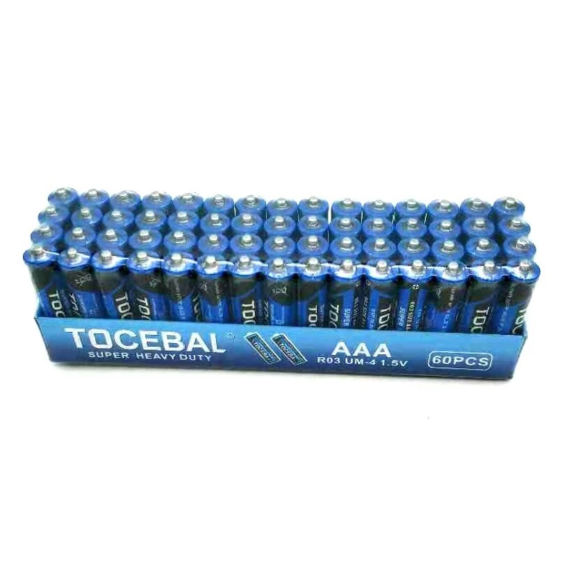 R03C AAA PVC Jacket 1.5V Dry Cell Battery Paper Tray Packing