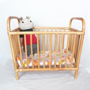Rattan baby doll crib doll furniture