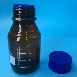 Reagent Bottle Amber WIth Screw Blue Plastic Cap CORDIAL