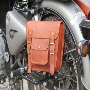 Real Handmade Goat Leather 9*11Inch Motorcycle Bag Saddle Panniers 2 Bags Messenger Bag