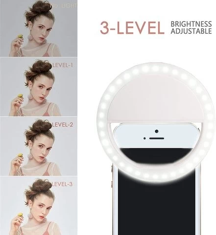 Rechargeable Portable Clip-on Selfie Fill Ring Light for iPhone Android Smart Phone Photography
