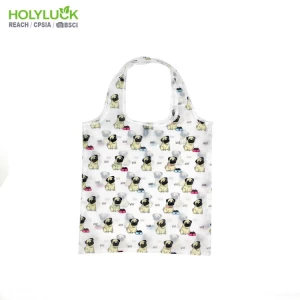 Recycled &amp; Reusable polyester bag  Pocket Ripstop Nylon Print  Fancy Polyester Promotion Foldable Bag
