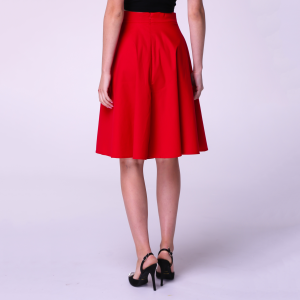 Red Knee Office Day Summer Elegant Circle A-line Cotton Skirt