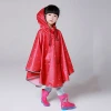 Reflective Red Black Children Safety Raincoat Poncho with dot pattern for girl boy Rainwear