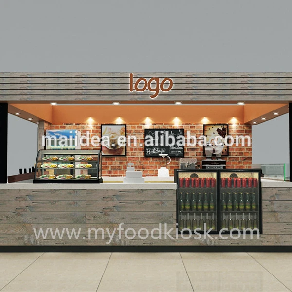Rustic mall coffee kiosk design, retail coffee shop furniture, coffee shop kiosk designs