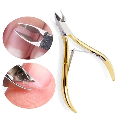 Safety Point Cuticle Scissor Toe Ingrown Nail Nipper Clipper Cuticle Nipper Dead Skin Cut Scissors Chiropody Tool Gold