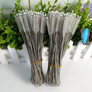 Sample free  Bamboo Straw Cleaning Brush Silicone Metal Stainless Steel Drinking Straw Cleaning Brush