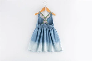 SD-1127G gradual change color beautiful baby girl names photo strap jeans fancy dress for girls