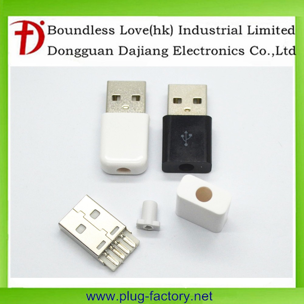Short solder A type USB 2.0 male connector with housing