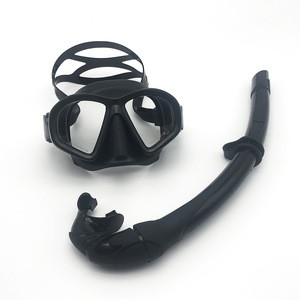Silicone Low Volume Snorkel Diving Mask Set with Tempered Glasses Lens