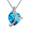 Silver Love Heart Fashion Pendant Necklace Jewelry  For Women Wholesales Crystals From Swarovski
