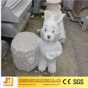 Small stone animal carving garden stone bench