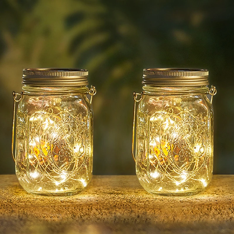 Solar Led Fairy Lamp Outdoor jar Bottle String Light 30 LED Warm Light  Garden Courtyard Decor Mason Bottle Light