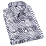 Spot summer tencel cotton mens shirt striped plaid casual long-sleeved shirts