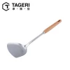 Stainless Steel  Kitchen Utensils Set of 4 Skimmer Slotted Turner Ladle Spoon Pasta Server Cooking Tools with Wooden Handle