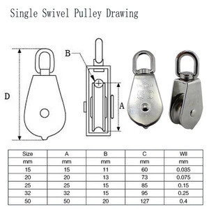 Stainless Steel Single Sheave Swivel Pulley for Wire Rope