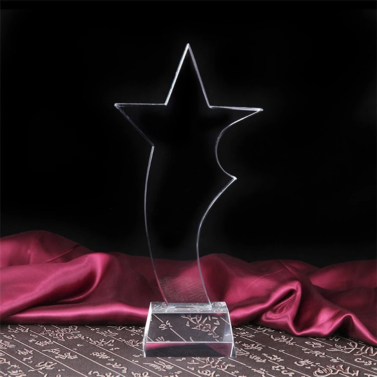 Star shape business crystal award plaque,New design crystal trophy awards,Glass award medals