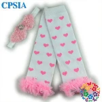 St.Patricks Day chiffon ruffle leg warmers baby leg warmers with flower headband knitting baby leg warmers
