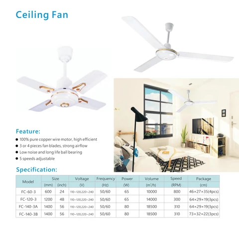 SUMMER Electric remote control ceiling fan Air cooling fan 48/56 inch 3/4 pcs metal blades