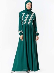 Summer islamic Muslim Clothing Embroidery Long Dress For Turkey Dubai Womens