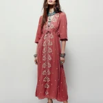 summer vacation bohemian beach dress deep v  embroidery beach vacation star embroidered long dresses