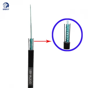 Supply single mode GYXTW outdoor aerial 2 core optical fiber cable uni-tube armored fiber optic cable meter price