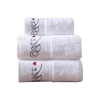 Support Custom Logo Premium Quality Super Soft Absorbent Luxury Border 3 Pieces 100% Cotton Towel Set for Bathroom Shower