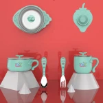 SUS 316L baby heat insulating dinnerware sets with silicone suction placemat