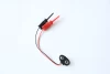 T Type 15cm Black/Blue Faux Leather 9v Battery Snap Clip Connector with Red/Black Test Hook