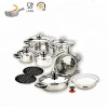 Top Quality prestige kitchen use mirror polishing stainless steel 24pcs cookware set