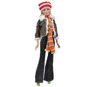 Top sale in Amazon eBay doll accessories Army color coats and slim pants toy clothes wholesale plus scarf girl doll clothes