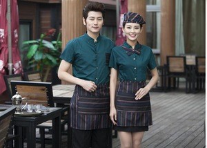 Top+Apron Fashion customized chinese type hotel restaurant staff waitress waiter uniform design
