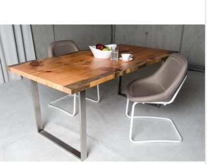U Shape Unique Style Furniture Wood Table Black Desk Frame Stainless Steel Table Legs