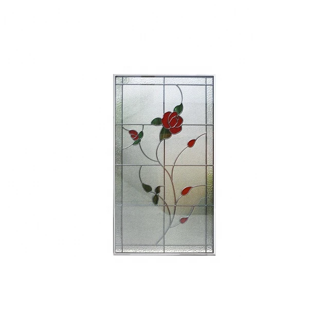 Ultra Clear Toughened Carved Decorative Glass Entry Door with Tempered Rain Glass Design