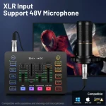 USB Sound Card Live Streaming gaming USB Audio Interface for Gamer Podcasting with Pro Preamp XLR 48V Microphone Audio Mixer