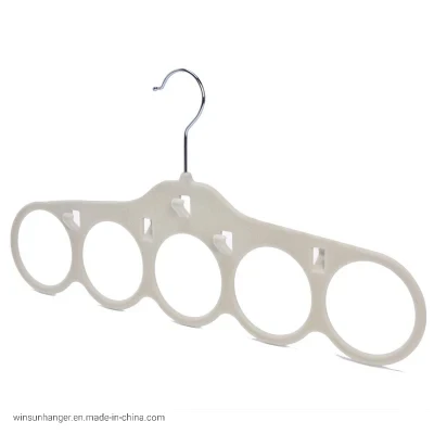 Velvet Costed Scarf Plastic Hanger with Mini Hooks and 5 Holes