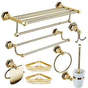 Wall Mount Cheap Gold Plated Hotel Bathroom Accessories Sets