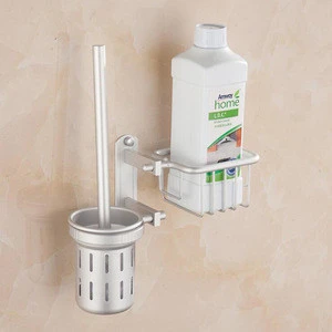 Wall-mounted aluminum toilet brush holder with shelf KXL-5407