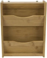 Wall Mounted Letter Organizer With 6 Key Hooks Magnetic Closure Bamboo Storage  Rack