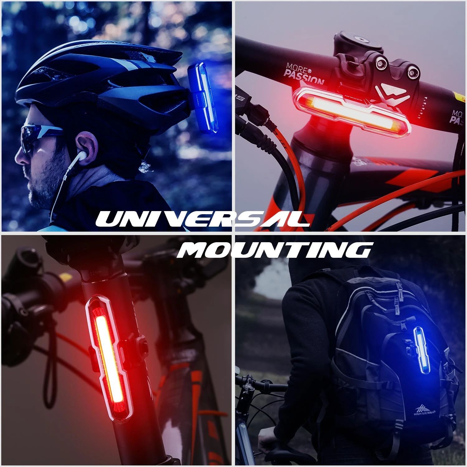 Waterproof Rear Tail Light LED USB Rechargeable Mountain Bike Scooter Light Spare Parts