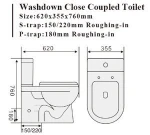 WC-8011 MEIYE Two-piece Toilet with Geberit or R&T Flush Valve, Australian Watermark Bathroom Quality Product, WELS Ceramic Bowl