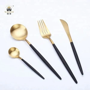 western rose gold plated coating full stainless steel cutlery set flatware dinnerware set tableware set