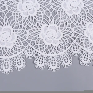 White lace dress fabric embroidery guipure chemical water soluble floral lace embroidery fabric