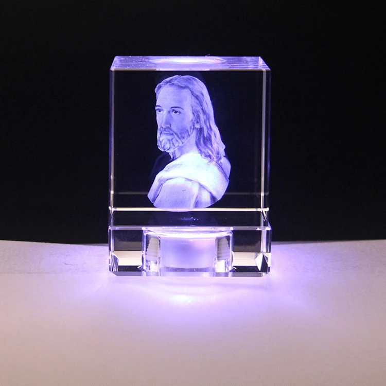 Wholesale 3D engraving Jesus Christ as crystal ornament