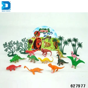wholesale animal model 12PCS dinosaur plastic toy with 4 tree