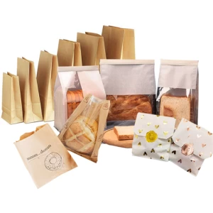 Wholesale Custom Eco Friendly Food Grade Bakery Cookies Toast Sandwich Burger Package Brown Craft Bread Paper Bag With Window