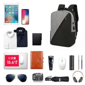 Wholesale Custom Logo Grey Stylish Boys Shockproof Waterproof Students School Backpack Laptop Bag