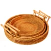 Wholesale custom new design handmade cheap natural rattan wicker picnic basket set with handle storage basket